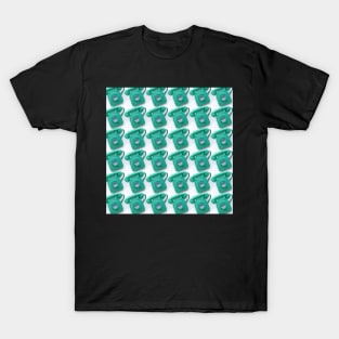 Jade green vintage telephone pattern T-Shirt